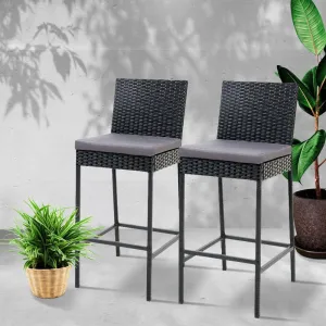 2x Gardeon Outdoor Bar Stools Dining Chairs Rattan Furniture