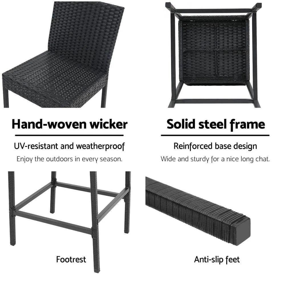 2x Gardeon Outdoor Bar Stools Dining Chairs Rattan Furniture