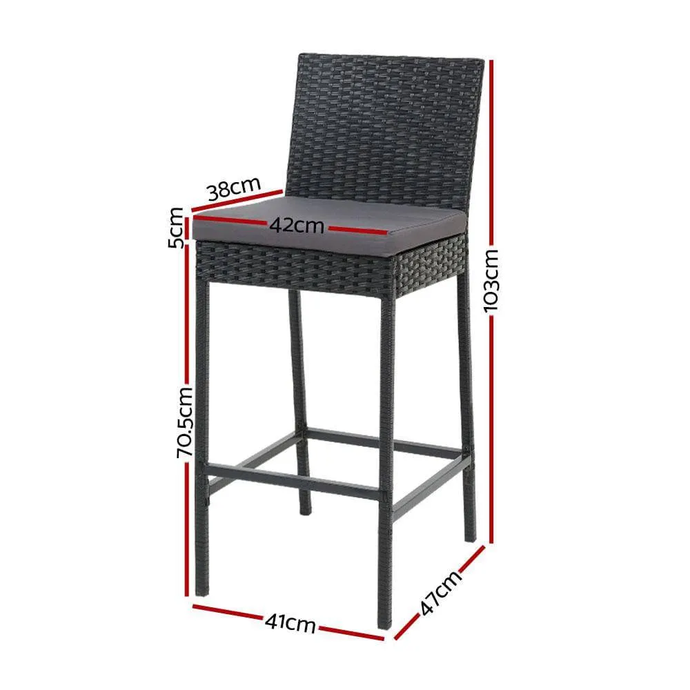 2x Gardeon Outdoor Bar Stools Dining Chairs Rattan Furniture