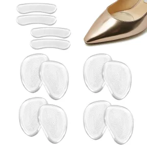 4 Pairs of High Heel Insole, Soft Gel Relieve Metatarsal Pain, Non-Slip Clear Gel Insole, Fits Any Shoes