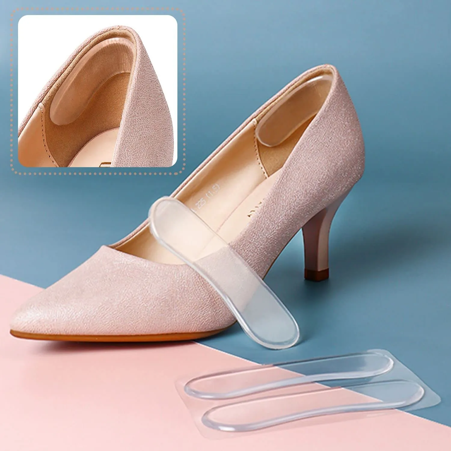 4 Pairs of High Heel Insole, Soft Gel Relieve Metatarsal Pain, Non-Slip Clear Gel Insole, Fits Any Shoes