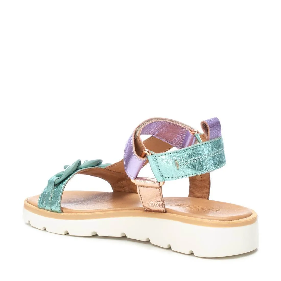 Carmela Multi Metallic Leather Curb Chain Sandals