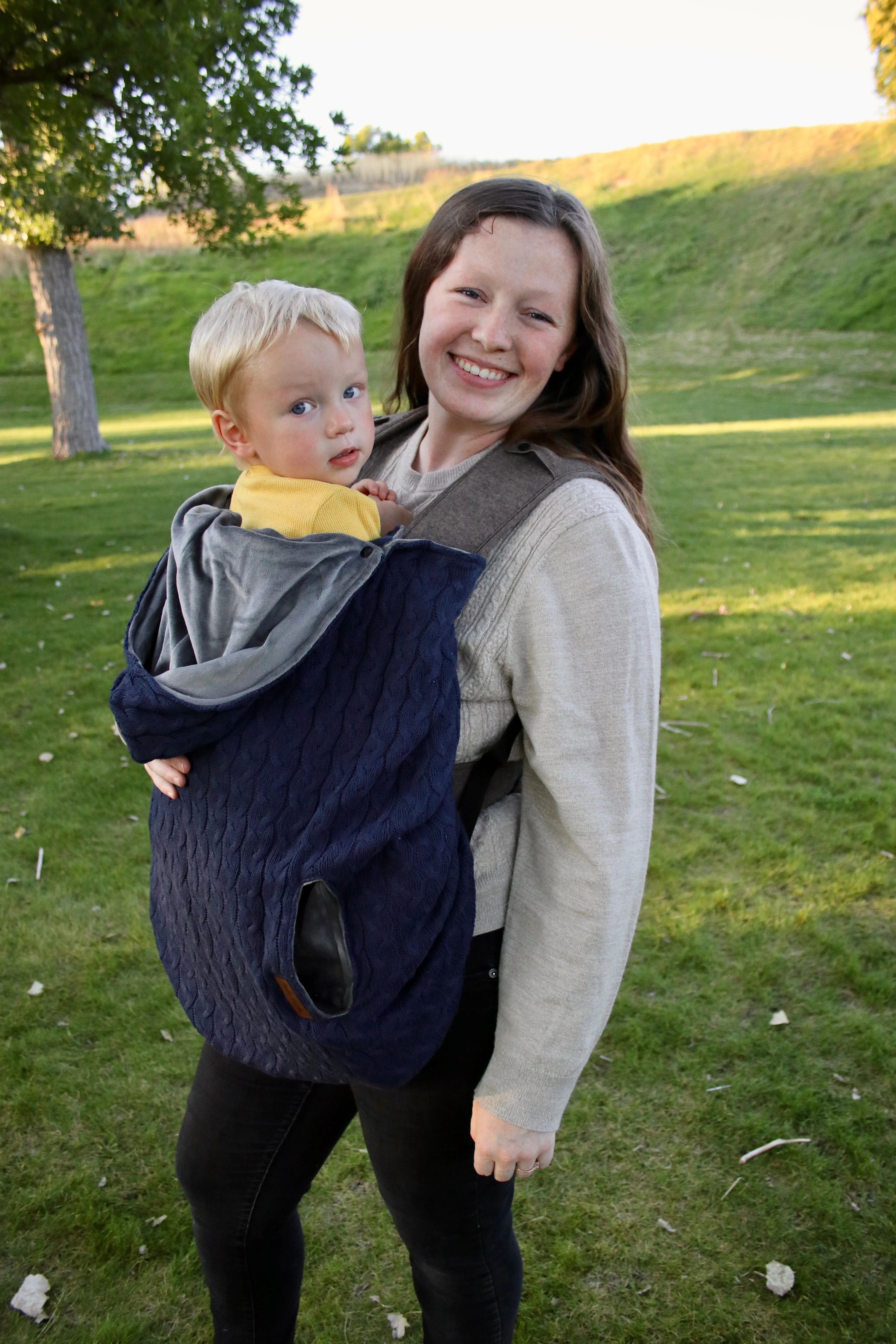 Charcoal Cable Knitted - Sweater Knit Carrier Cover