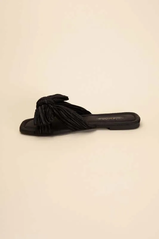Chic Bow Strap Flat Slides Sandals