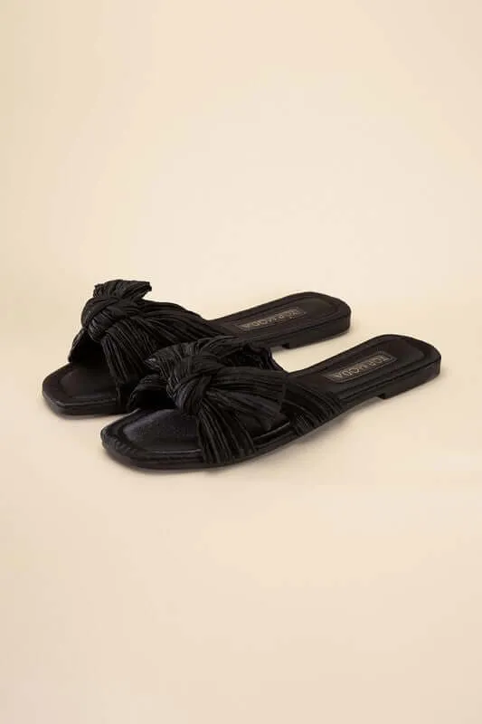 Chic Bow Strap Flat Slides Sandals