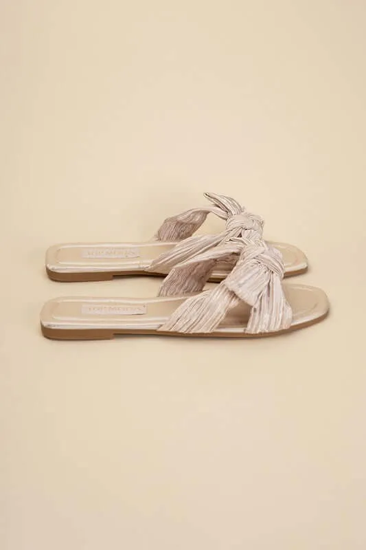 Chic Bow Strap Flat Slides Sandals
