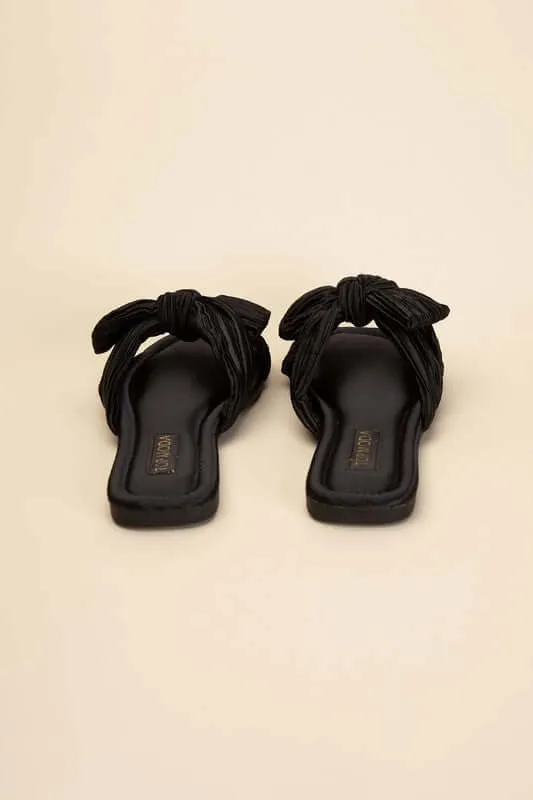 Chic Bow Strap Flat Slides Sandals