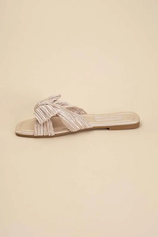 Chic Bow Strap Flat Slides Sandals