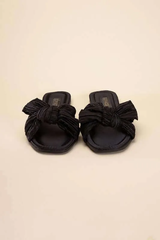 Chic Bow Strap Flat Slides Sandals