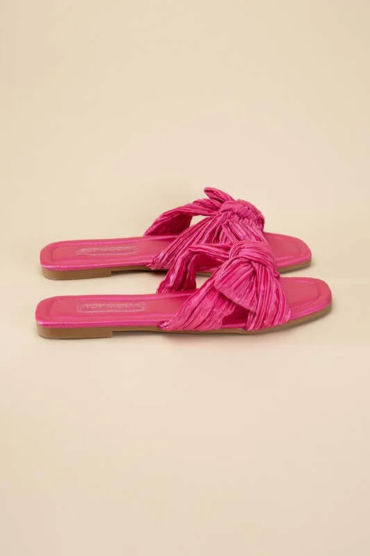 Chic Bow Strap Flat Slides Sandals