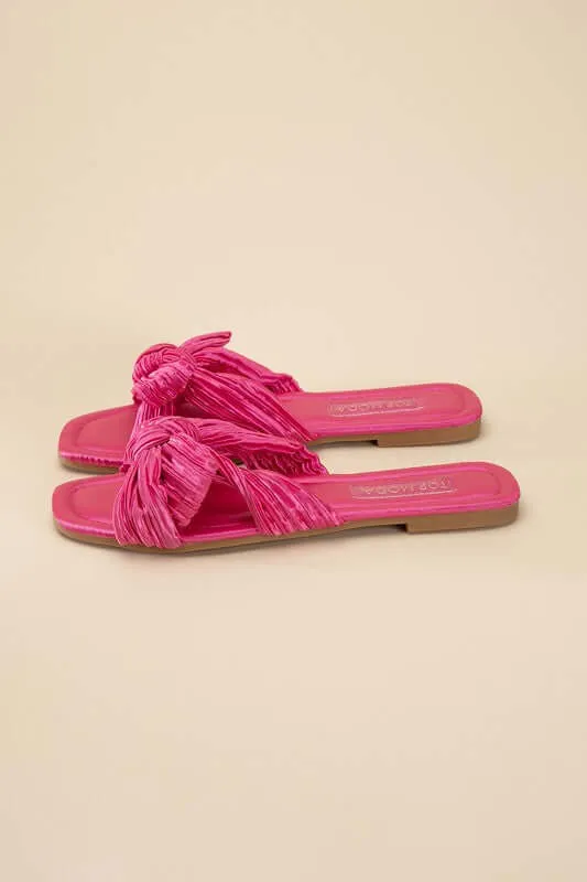 Chic Bow Strap Flat Slides Sandals