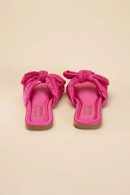 Chic Bow Strap Flat Slides Sandals