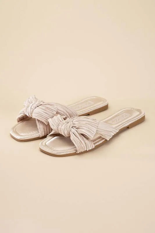 Chic Bow Strap Flat Slides Sandals
