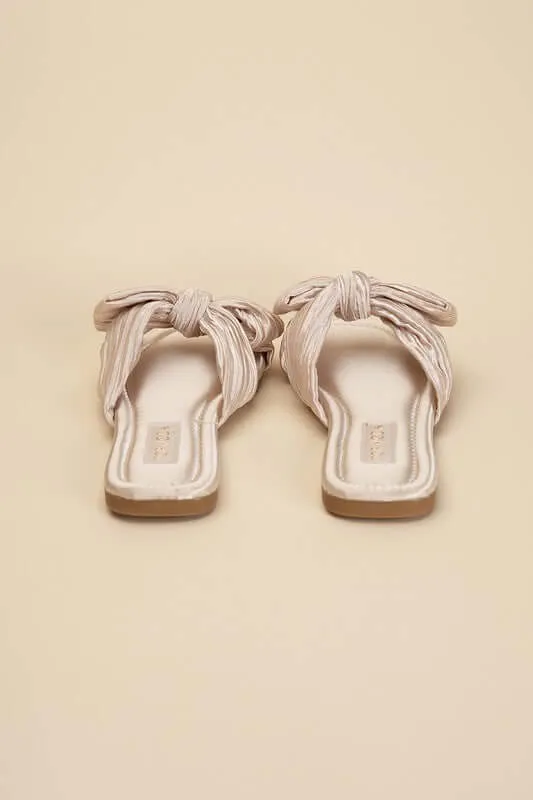 Chic Bow Strap Flat Slides Sandals