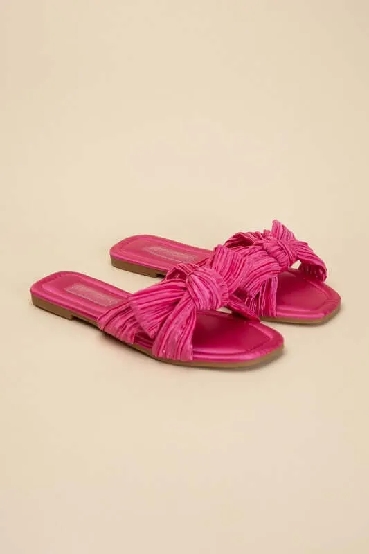 Chic Bow Strap Flat Slides Sandals