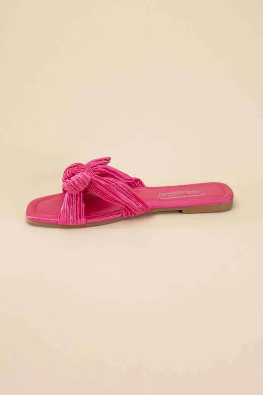 Chic Bow Strap Flat Slides Sandals