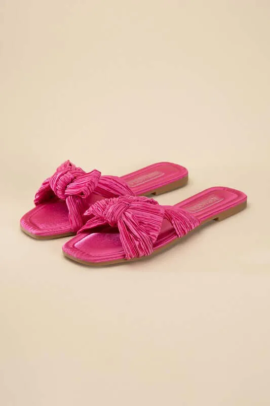 Chic Bow Strap Flat Slides Sandals