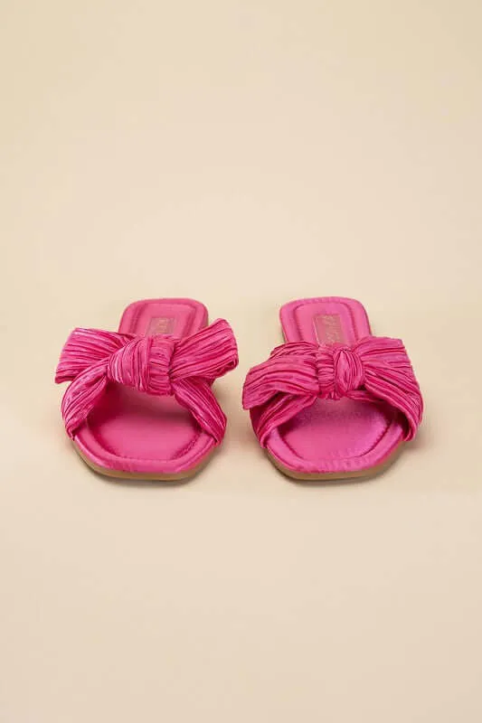 Chic Bow Strap Flat Slides Sandals
