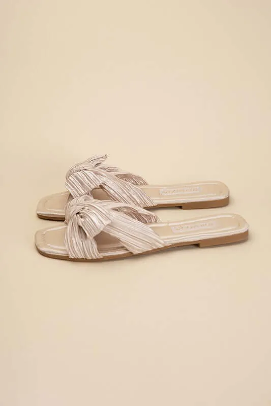Chic Bow Strap Flat Slides Sandals