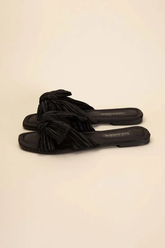 Chic Bow Strap Flat Slides Sandals