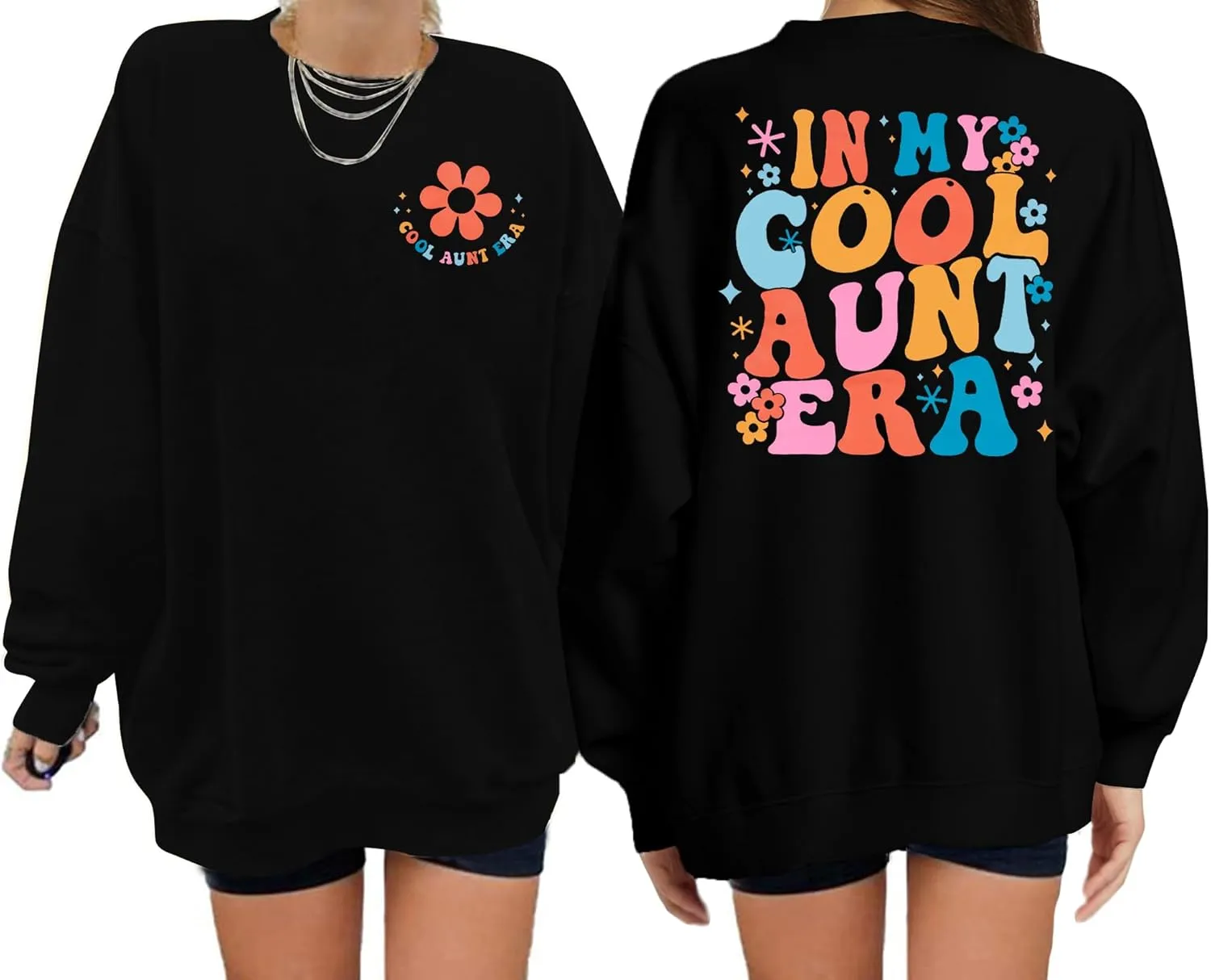 Cool Aunt Sweatshirt Auntie Crewneck Sweatshirts In My Cool Auntie Era Pullover Oversized Long Sleeve Aunt Shirt