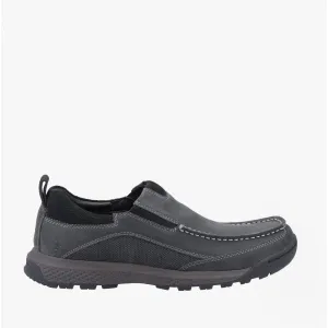 DUNCAN Mens Leather Slip On Shoes Black