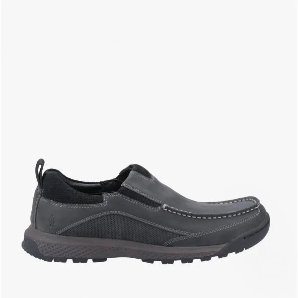 DUNCAN Mens Leather Slip On Shoes Black