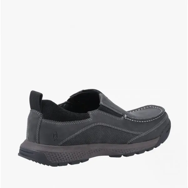 DUNCAN Mens Leather Slip On Shoes Black