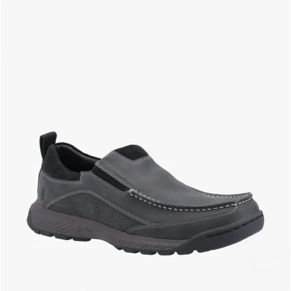 DUNCAN Mens Leather Slip On Shoes Black