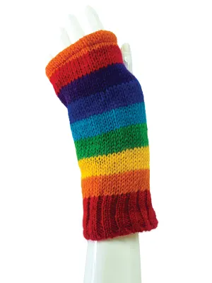 Fingerless Gloves Rainbow Fleece Lined