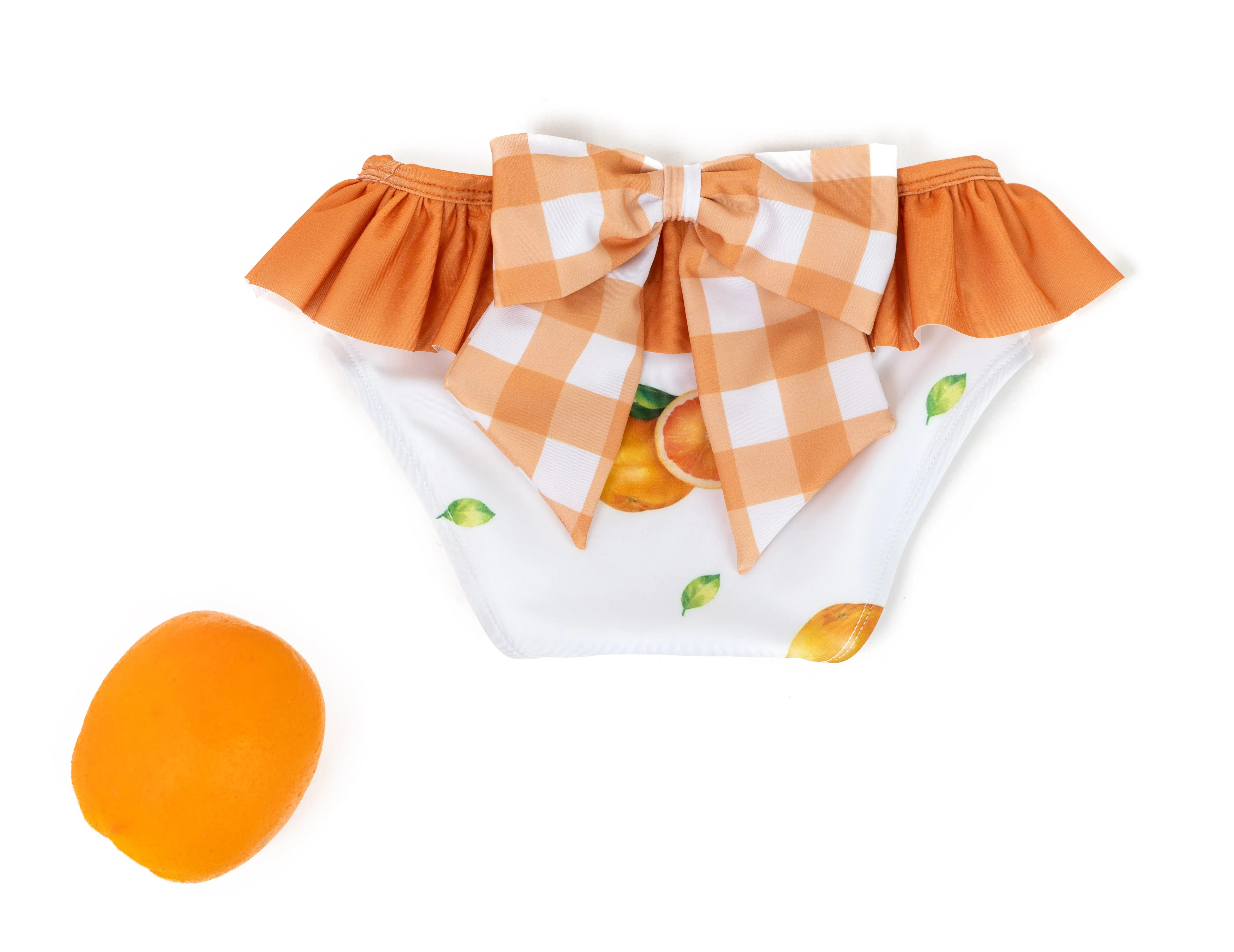 Girls Meia Pata Orange Print Swim Knickers