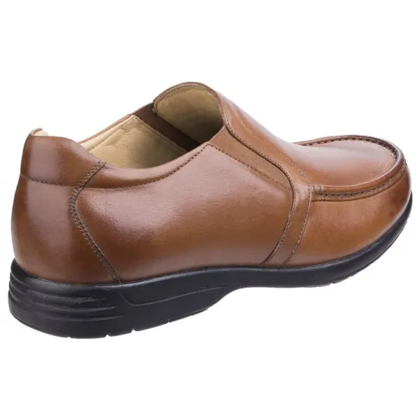 GORDON Mens Leather Slip On Shoes Tan