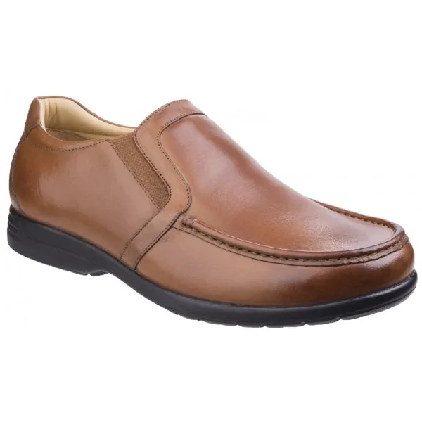 GORDON Mens Leather Slip On Shoes Tan
