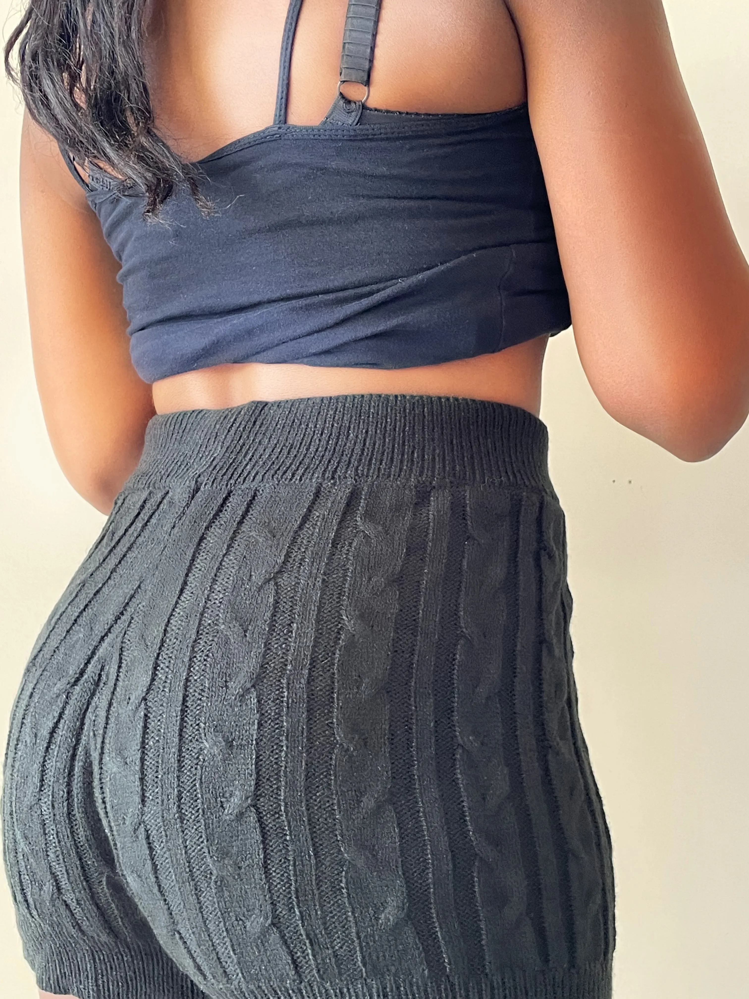 Knit Shorts | Homebody Cableknit Sweater Women's Lounging Shorts Black