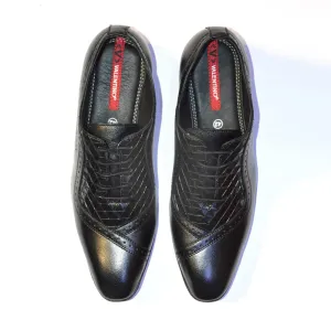 Men Premium Leather Black Lace-Up Formal Derby Shoes (V-Paris-60)