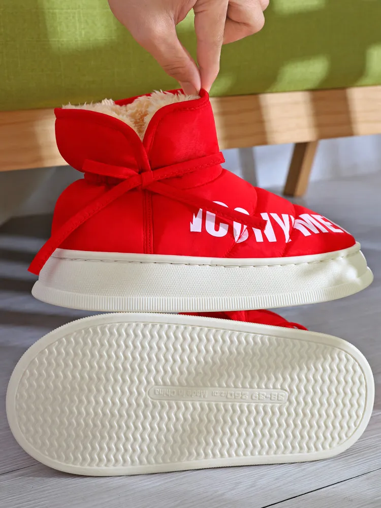 Owlkay Women's High-Top Fashion Anti-slip Warm Cotton Shoes