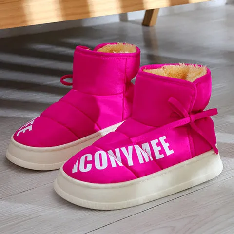 Owlkay Women's High-Top Fashion Anti-slip Warm Cotton Shoes