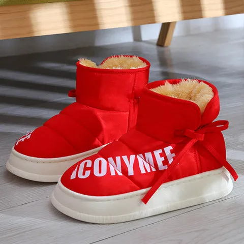 Owlkay Women's High-Top Fashion Anti-slip Warm Cotton Shoes