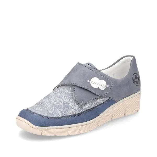 Rieker Women's Velcro Stretch Loafers- Blue