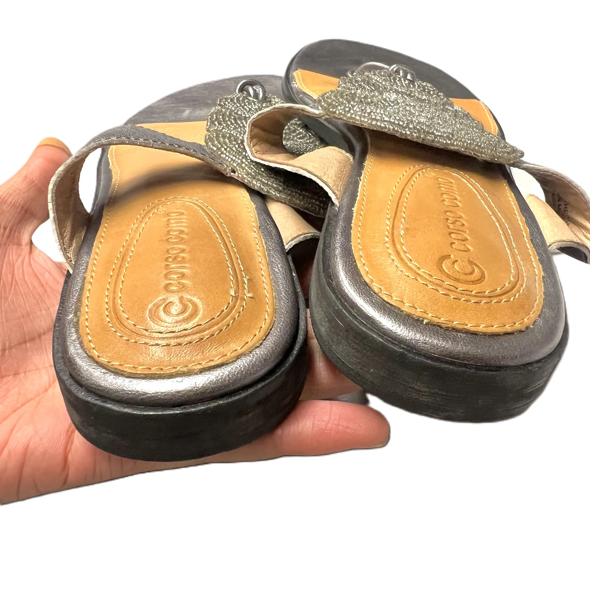 Sandals Flip Flops By Corso Como In Silver, Size: 8