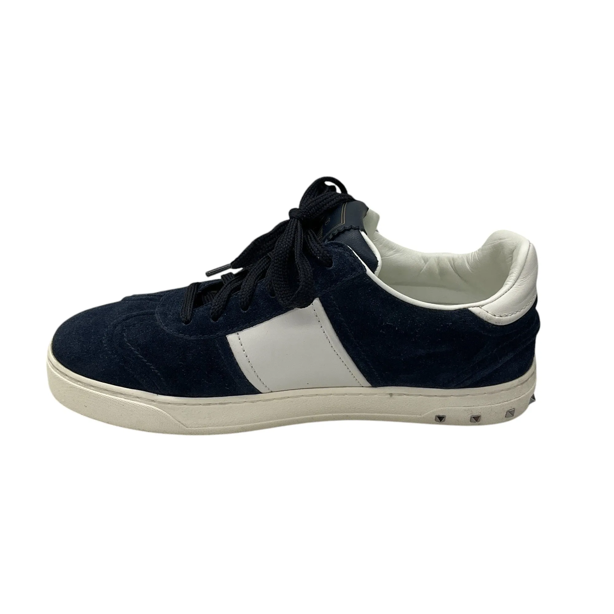 Valentino Navy Blue / White Suede Fly Crew Sneakers
