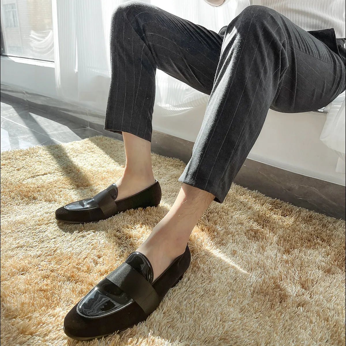 Velvet Leather Loafers Business Casual Shoes