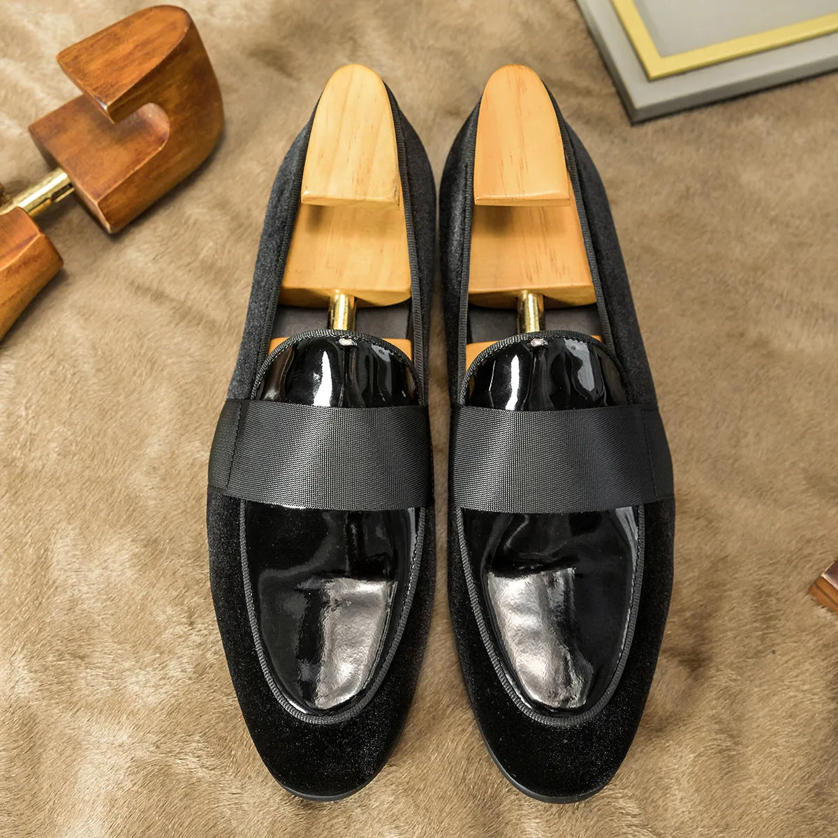 Velvet Leather Loafers Business Casual Shoes