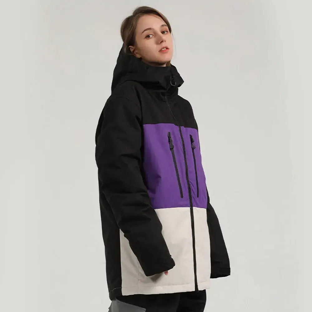 Winter Athletic Jacket for Skiing Colorblock Insulated Cargo Jacket
