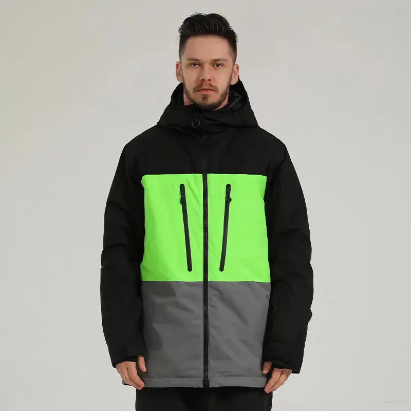 Winter Athletic Jacket for Skiing Colorblock Insulated Cargo Jacket