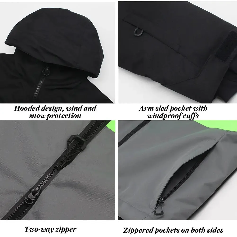 Winter Athletic Jacket for Skiing Colorblock Insulated Cargo Jacket