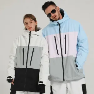 Winter Athletic Jacket for Skiing Colorblock Insulated Cargo Jacket