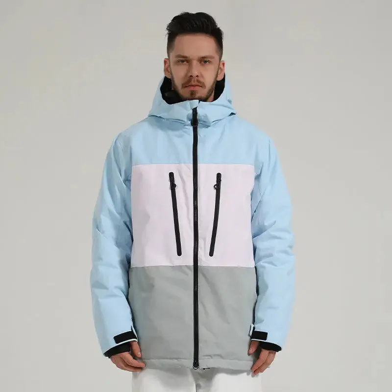 Winter Athletic Jacket for Skiing Colorblock Insulated Cargo Jacket