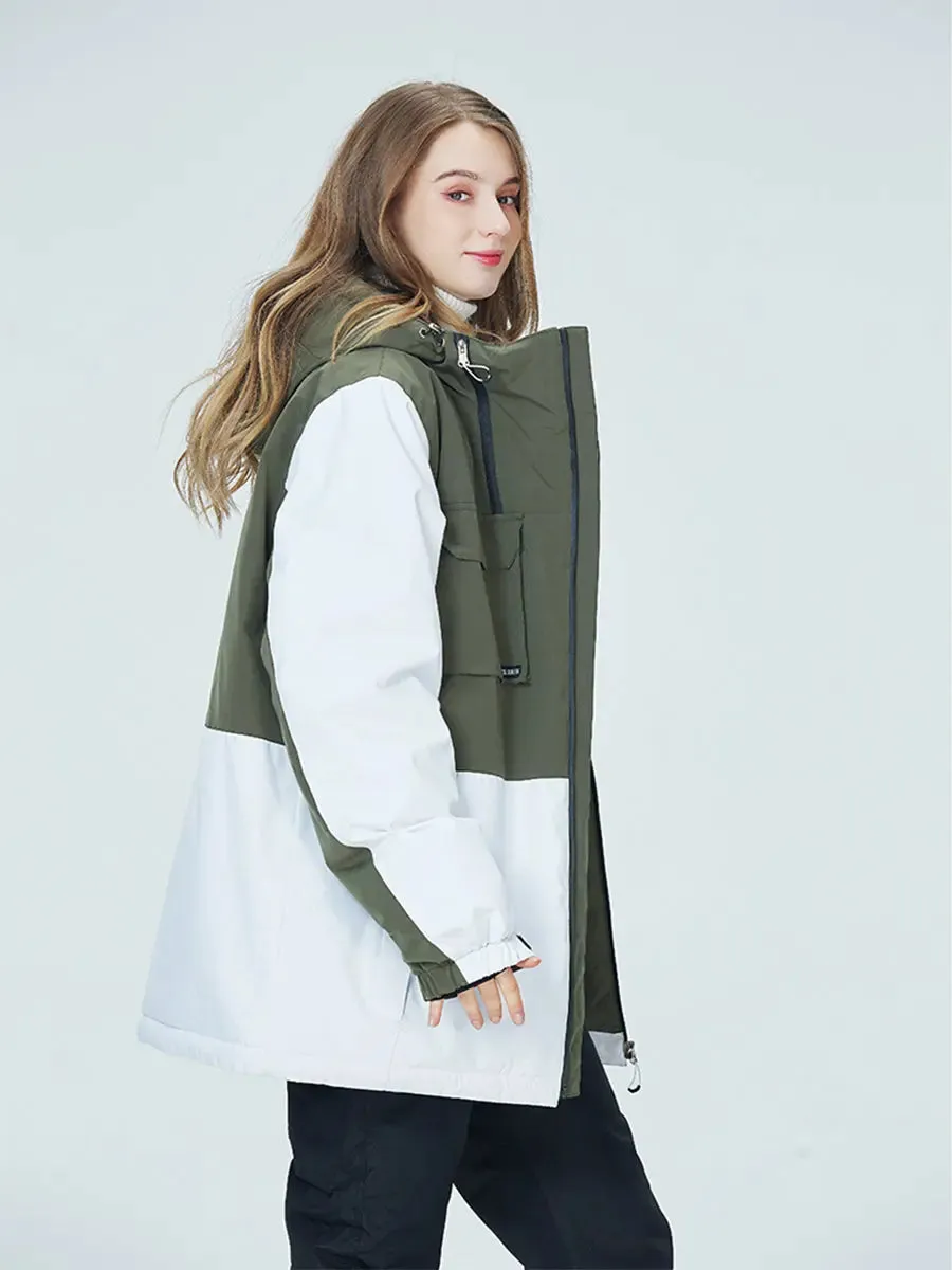 Women Utility Jacket Outdoor Insulated Patchwork Snow Jacket
