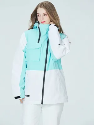 Women Utility Jacket Outdoor Insulated Patchwork Snow Jacket